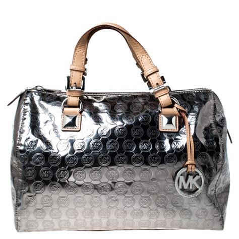 michael kors metallic silver purse|michael kors medium black silver.